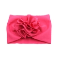 Bandeau bébé magenta avec grande fleur en tissu et matière élastique gaufrée maïs - Rouge Rose