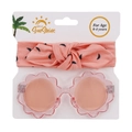 Pink flower sunglasses and matching knot headband set for baby girls aged 0-4 years - Pink Floral Style (DP028-1)