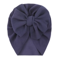 Dark purple bubble fabric infant turban hat with a large bow for girls aged 0-5 - One Size / Navy Blue
