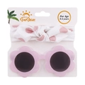 Detail of pink flower sunglasses and dotted headband set on display card for kids - Pink Polka Dot Pattern (DP028-4)