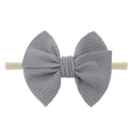 Grey waffle-textured bow headband with soft high-elasticity nylon band for babies - Light Gray