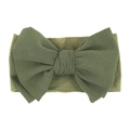 Olive green baby headband with a soft knit bow made of elastic corn grain fabric - Army Green