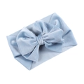 Dusty blue velvet baby headband with a large bow detail on a plain white background - Light Blue