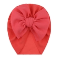 Pink bubble knit baby turban hat with a large bow detail for infants and toddlers - One Size / Deep Watermelon Red