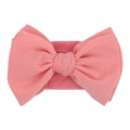 Soft nylon baby headband with coral pink corn grain bow, elastic infant hair accessory - Watermelon red