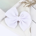 White waffle fabric bow hair clip for babies with soft textured handmade design - White