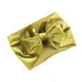 Mustard yellow velvet bow baby headband with elastic ribbed knit fabric for infants - Grass Green