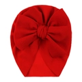 Vibrant red baby turban hat with a large bow in textured bubble crepe fabric - One Size / Red