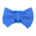 Royal blue baby headband with large waffle texture bow and soft elastic nylon band - Sapphire Blue