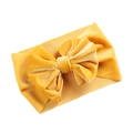 Ginger yellow velvet bow baby headband with soft high-elastic knit band for toddlers - Turmeric