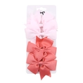 Detalle de 6 lazos para el pelo de cinta de falla en rosa y coral en tarjeta de exhibición - Mezcla Rosa Claro y Naranja Coral (DP034-4)