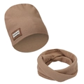 Toddler warm knit hat and neck warmer scarf set in light brown rib texture - Light Brown (DP324-8)