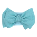 Soft baby headband with light cyan oversized bow and textured waffle fabric - Aqua Blue