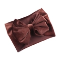 Elegant deep red velvet bow headband for infants featuring a wide high-stretch fabric base - Dark Coffee