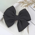 Classic large black hair bow clip with ribbed texture fabric for girls and kids - Black