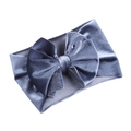 Infant velvet headband in navy blue with a large decorative bow for girls - Blue Gray
