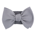 Soft grey baby nylon headband featuring a large textured bow with ribbed fabric detail - Light Gray