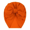 Infant bubble fabric turban hat in bright orange with a large bow for girls aged 0-5 - One Size / Orange