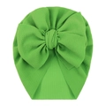 Grass green bubble fabric baby turban hat featuring an oversized bow decoration - One Size / Grass Green