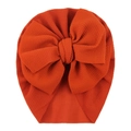 Orange bubble fabric baby turban hat with a large decorative bow for girls - One Size / Rust red