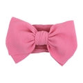 Bright pink nylon baby headband with textured waffle knit bow for kids - Pink