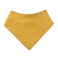 Detail of soft mustard yellow cotton baby bib showing fine stitching and smooth fabric texture - Turmeric