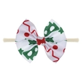 Baby headband with large white festive Christmas tree and polka dot print bow - Finished Product / Christmas Element Print Style (EE55-100#)