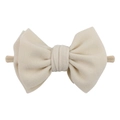 Creamy white imitation cashmere bow headband with soft nylon elastic for infants - Off-white