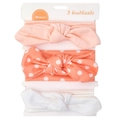 Lot de 3 bandeaux bébé élastiques en coton avec nœuds oreilles de lapin rose, orange et blanc - Rose Orange Pois Blanc