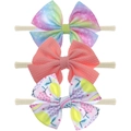 Dreiteiliges Baby-Stirnband-Set mit Glitzer, Waffelstruktur und Tropenfrüchte-Mustern - Fertigprodukt / Mehrfarbiger Materialmix Stil (EE55-6#))