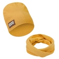 Ginger yellow knitted baby beanie and neck warmer set with handmade leather label - Ginger Yellow (DP324-43)