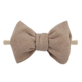 Elastic baby nylon headband featuring a warm camel cashmere-like bow hair accessory - Khaki