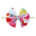 Rainbow watercolor bow headband for infants featuring high elastic off-white soft band - Finished Product / Colorful Gradient Dye Print Style (EE55-19#)