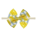Infant headband with a large lemon pattern double bow and high-stretch beige nylon strap - Finished Product / Lemon Stripe Print Style (EE55-47#)