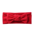 Detailed texture of red cashmere-like knitted bow headband for babies with elastic fabric - Red