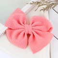 Pink waffle texture fabric oversized bow hair clip for children and baby hair styling - Watermelon red