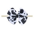 Baby-Stirnband mit großer Schleife im Kuhmuster-Druck für süßes Kleinkinder-Haarstyling - Fertigprodukt / Kuhdruck-Stil (EE55-106#)