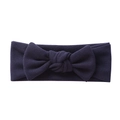 Detail of soft purple knitted baby headband with a large decorative bow on white background - Navy Blue