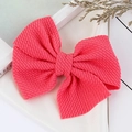 Handmade waffle texture rose pink bow hair clip for children and babies - Deep Watermelon Red