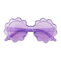 Cute purple flower-shaped sunglasses for kids with semi-transparent violet frames - Translucent Purple (E186-5)