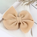 Classic cream waffle textured hair bow clip for kids with minimalist elegant style - Khaki