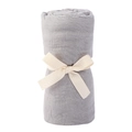 Detail of grey muslin swaddle blanket with elegant cream ribbon bow on white background - Light Gray / 100*100cm