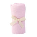 Detail of soft pink bamboo cotton baby wrap with decorative herringbone ribbon tie - Light Pink / 100*100cm