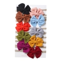 Ten-piece set of soft nylon baby headbands with textured waffle fabric bows in multi-colors - New Combination Style (DP042-3)