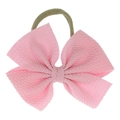 Rosa Baby-Stirnband mit Waffelstruktur-Schleife und elastischem nahtlosem Nylonband - Fertigprodukt / Hellrosa