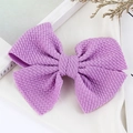 Handmade lavender waffle texture fabric bow hair clip for toddlers and girls - Light Purple