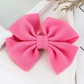 Handmade rose pink waffle texture large bow hair clip for toddlers and girls - Pink