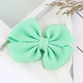 Mint green waffle fabric bow hair clip for children with textured ribbon finish - Mint