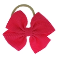Baby-Stirnband mit dunkelroter Waffelstruktur-Schleife und olivgrünem Nylonband - Fertigprodukt / Fuchsia