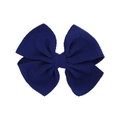 Navy blue waffle texture bow hair clip for children with high-quality fabric finish - Navy Blue (PP019-12A)